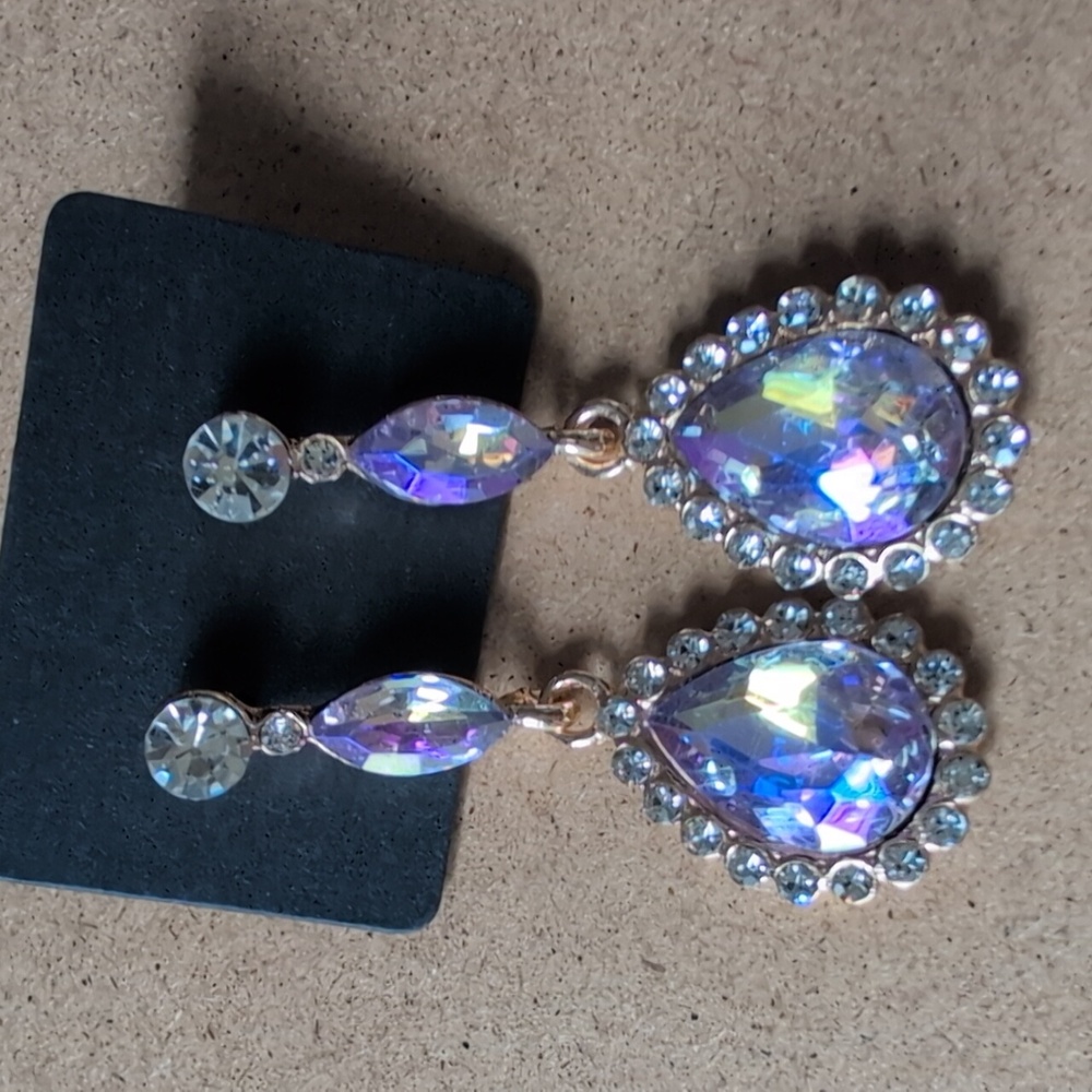 Elegant Purple Crystal Drop Earrings